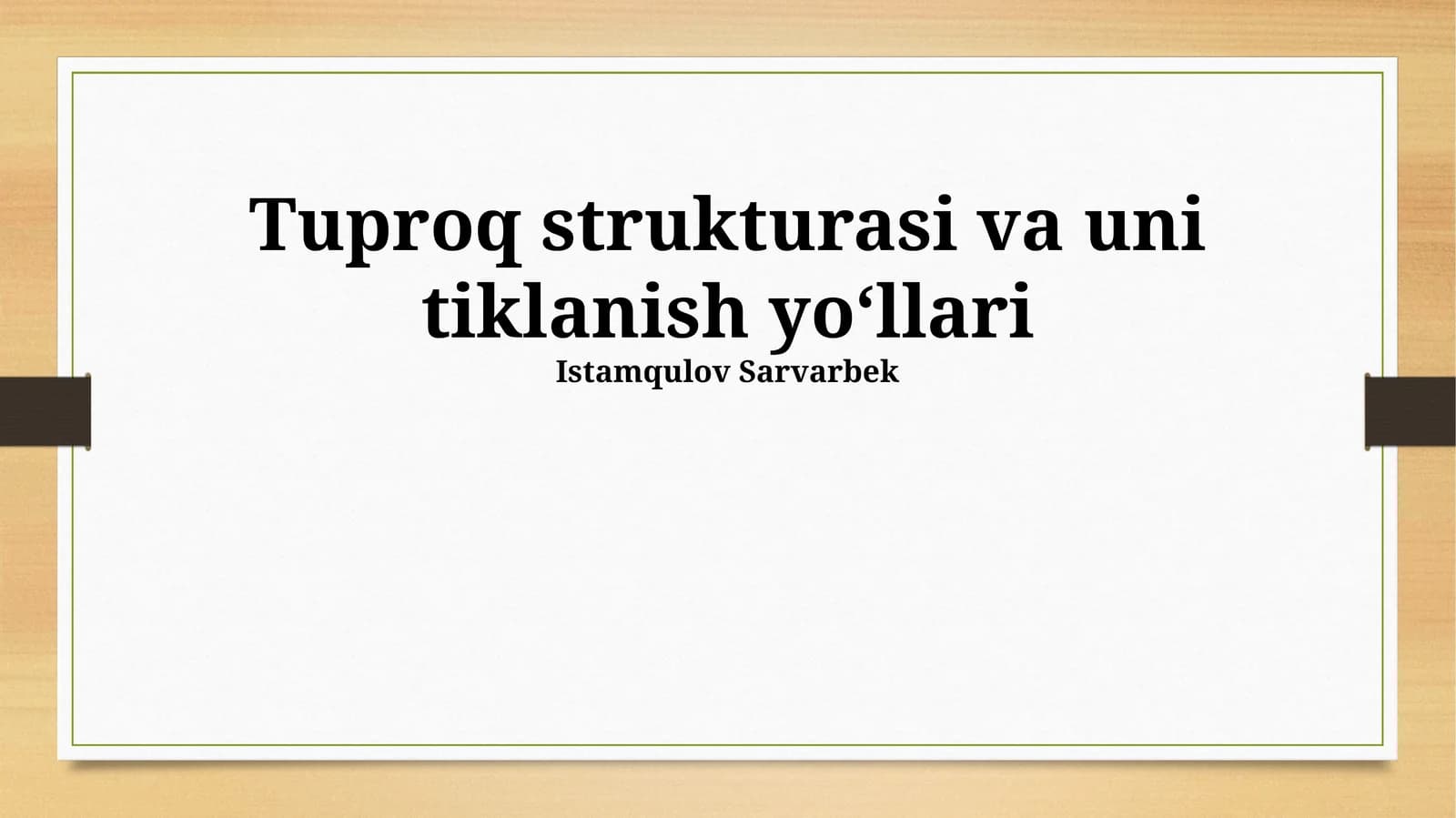 Tuproq strukturasi va uni tiklanish yoʻllari