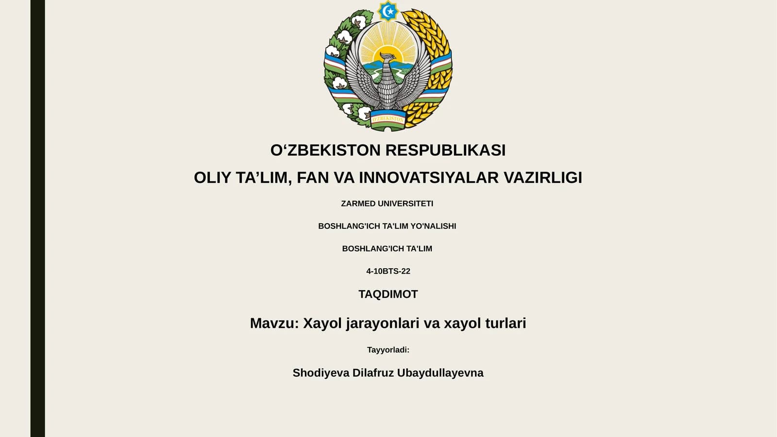 Xayol jarayonlari va xayol turlari