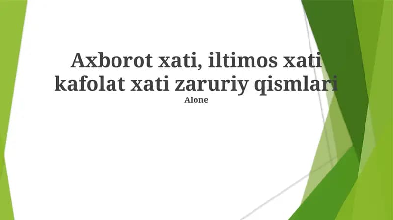 Axborot xati, iltimos xati kafolat xati zaruriy qismlari