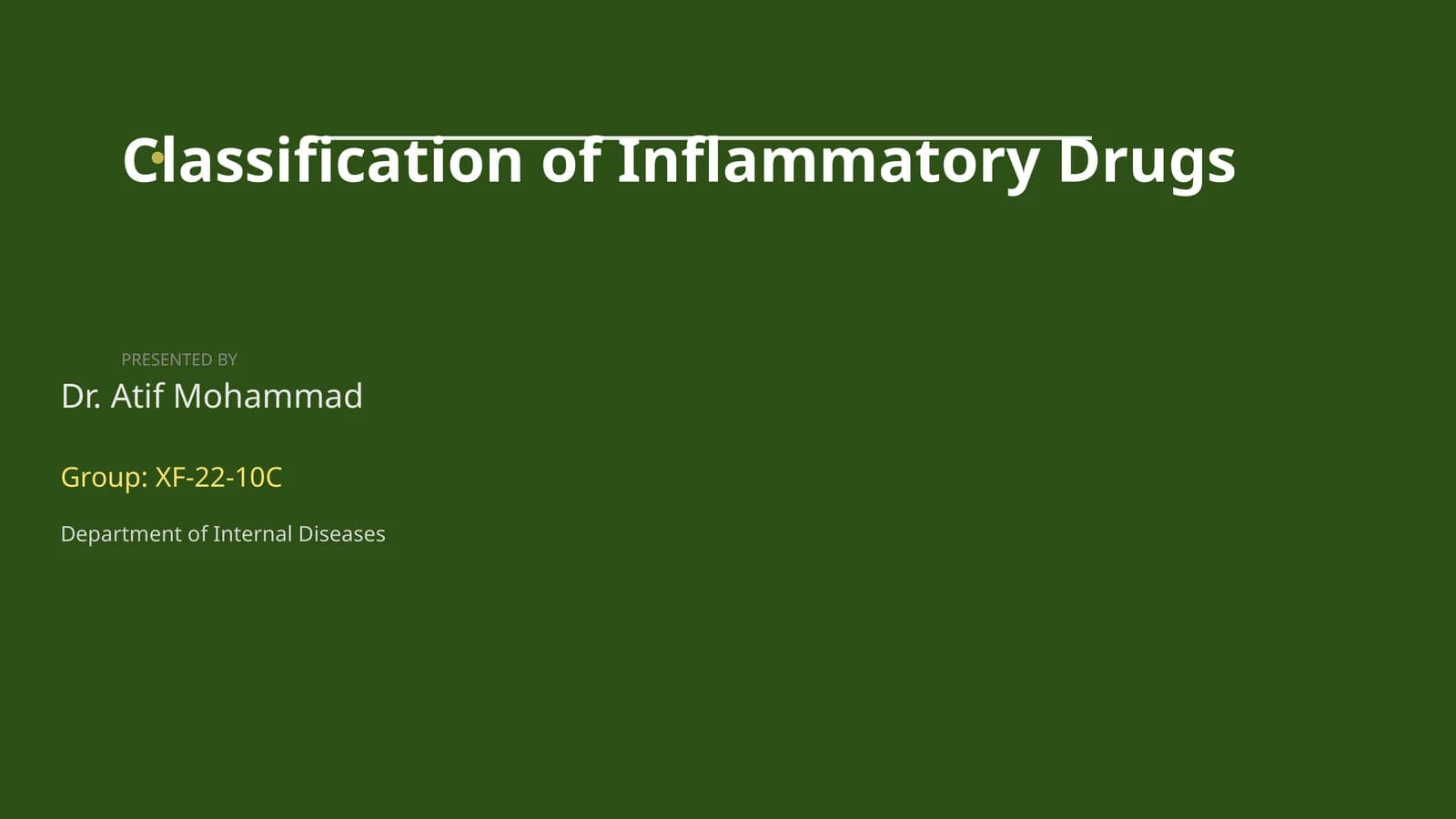 Classification of Inflammatory Drugs