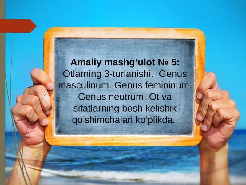 Оtlarning 3-turlanishi.  Genus masculinum. Genus femininum. Genus neutrum.