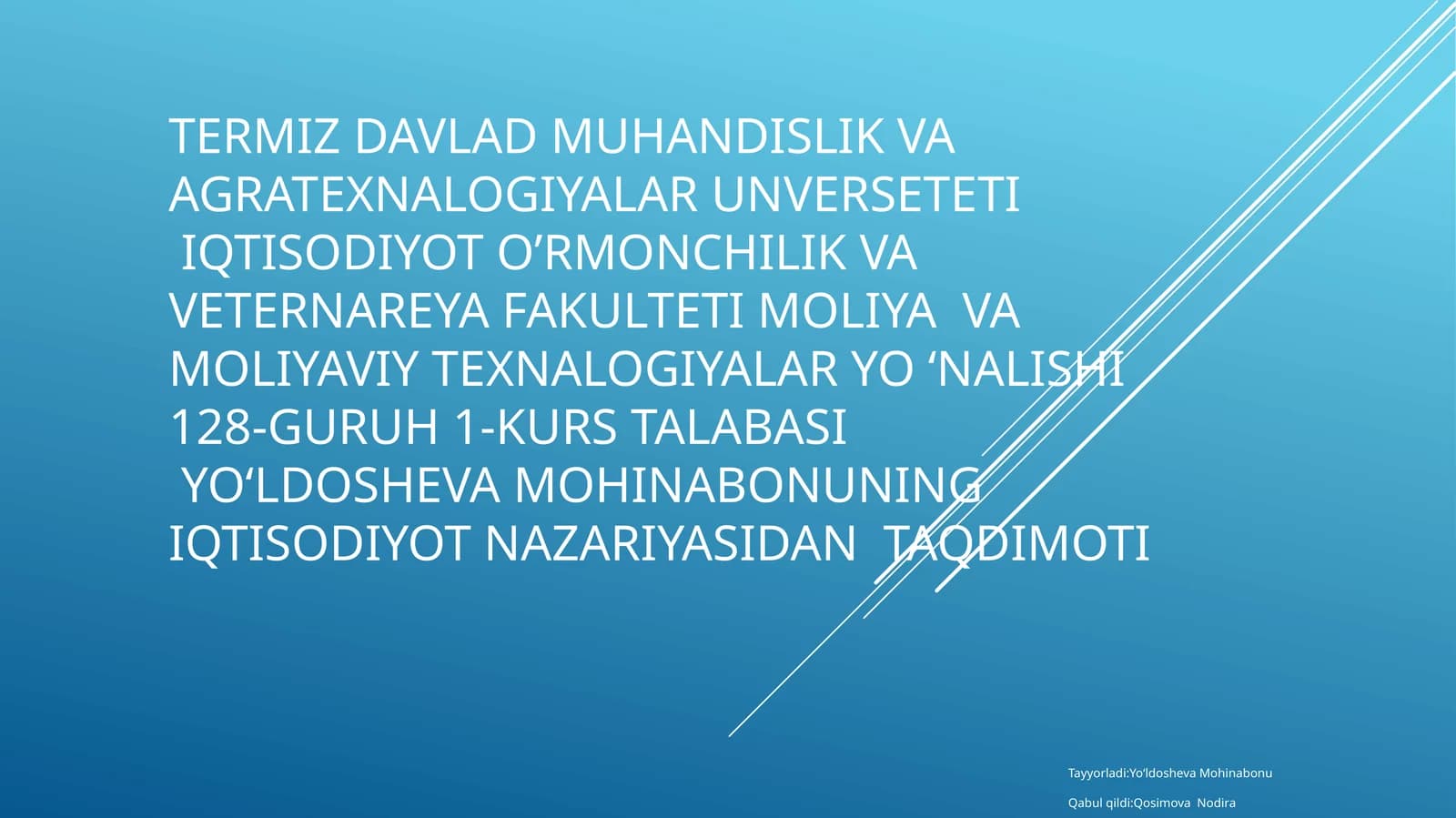 Iqtisodiyot nazariyasidan taqdimot
