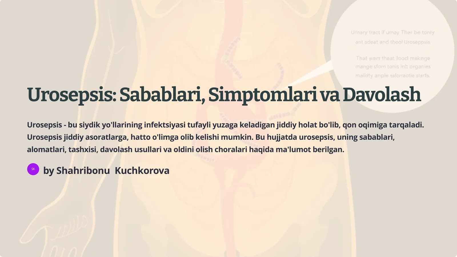 Urosepsis: Sabablari, Simptomlari va Davolash