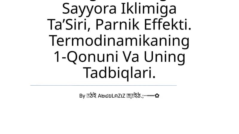 Gazlarning Molyar Va Solishtirma Issiklik Sigimi Va Energiyaning Teng Taqsimot Qonuni