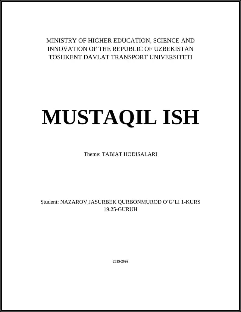 TABIAT HODISALARI