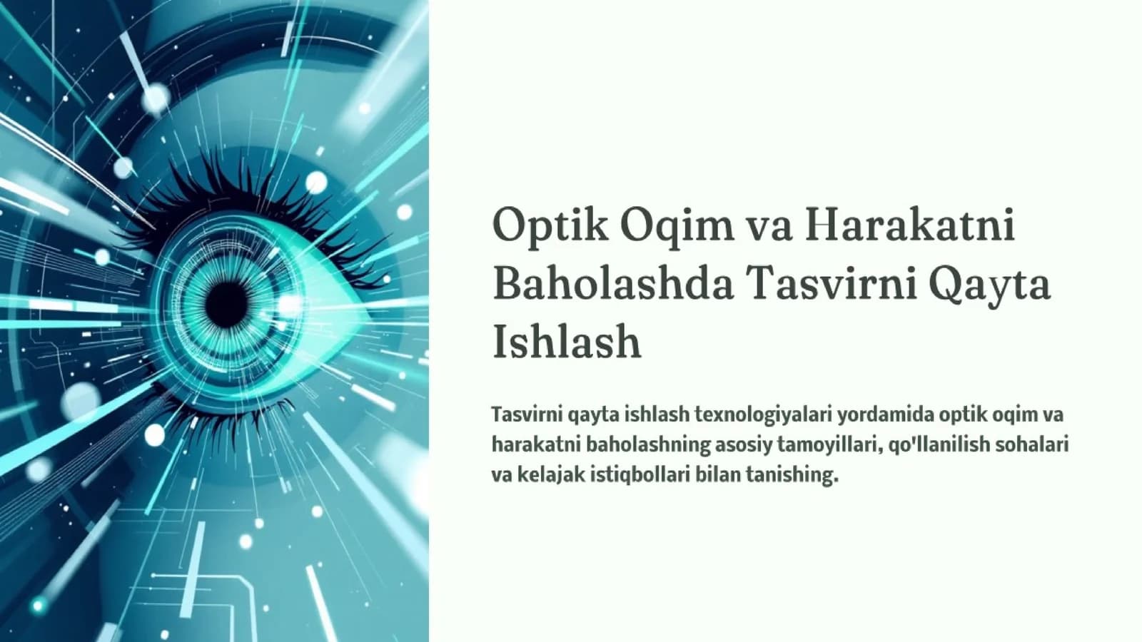 Optik Oqim va Harakatni Baholashda Tasvirni Qayta Ishlash