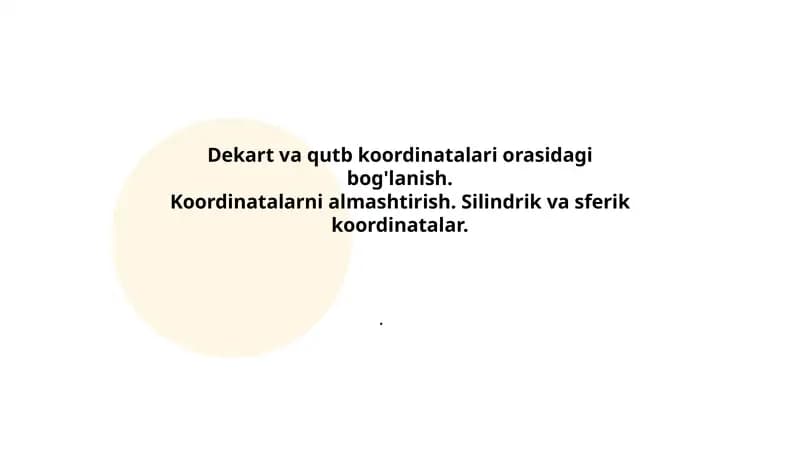 Dekart va qutb koordinatalari orasidagi bog'lanish