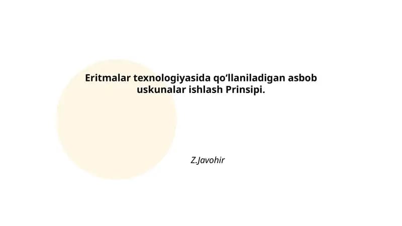 Eritmalar texnologiyasida qoʻllaniladigan asbob uskunalar ishlash Prinsipi