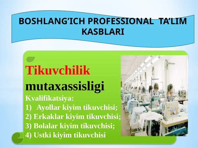 Professional ta’lim kasblari