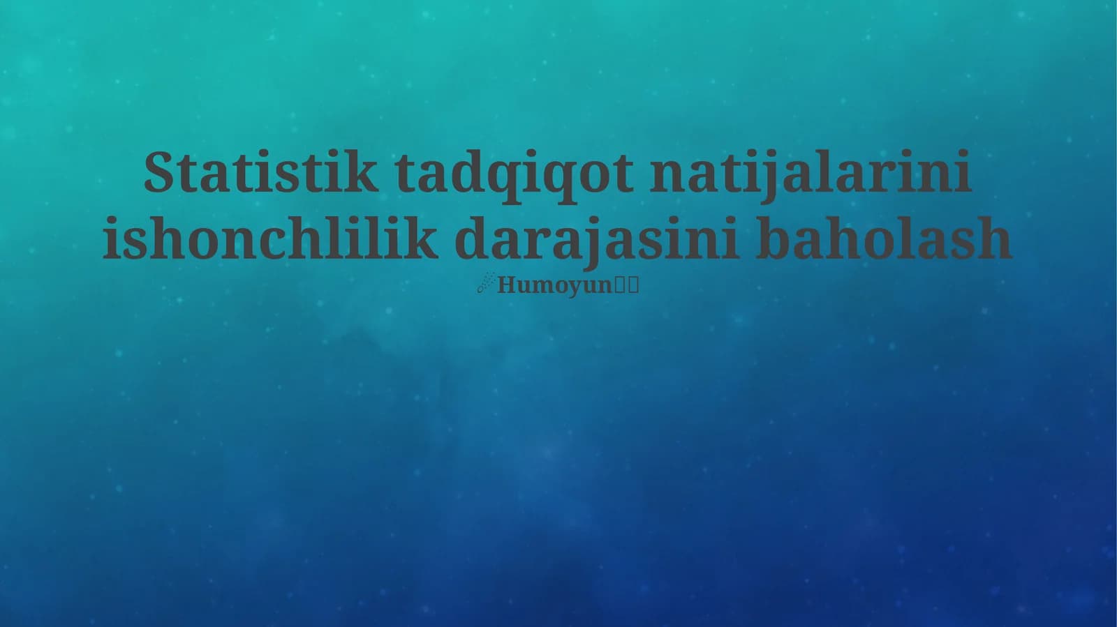 Statistik tadqiqot natijalarini ishonchlilik darajasini baholash