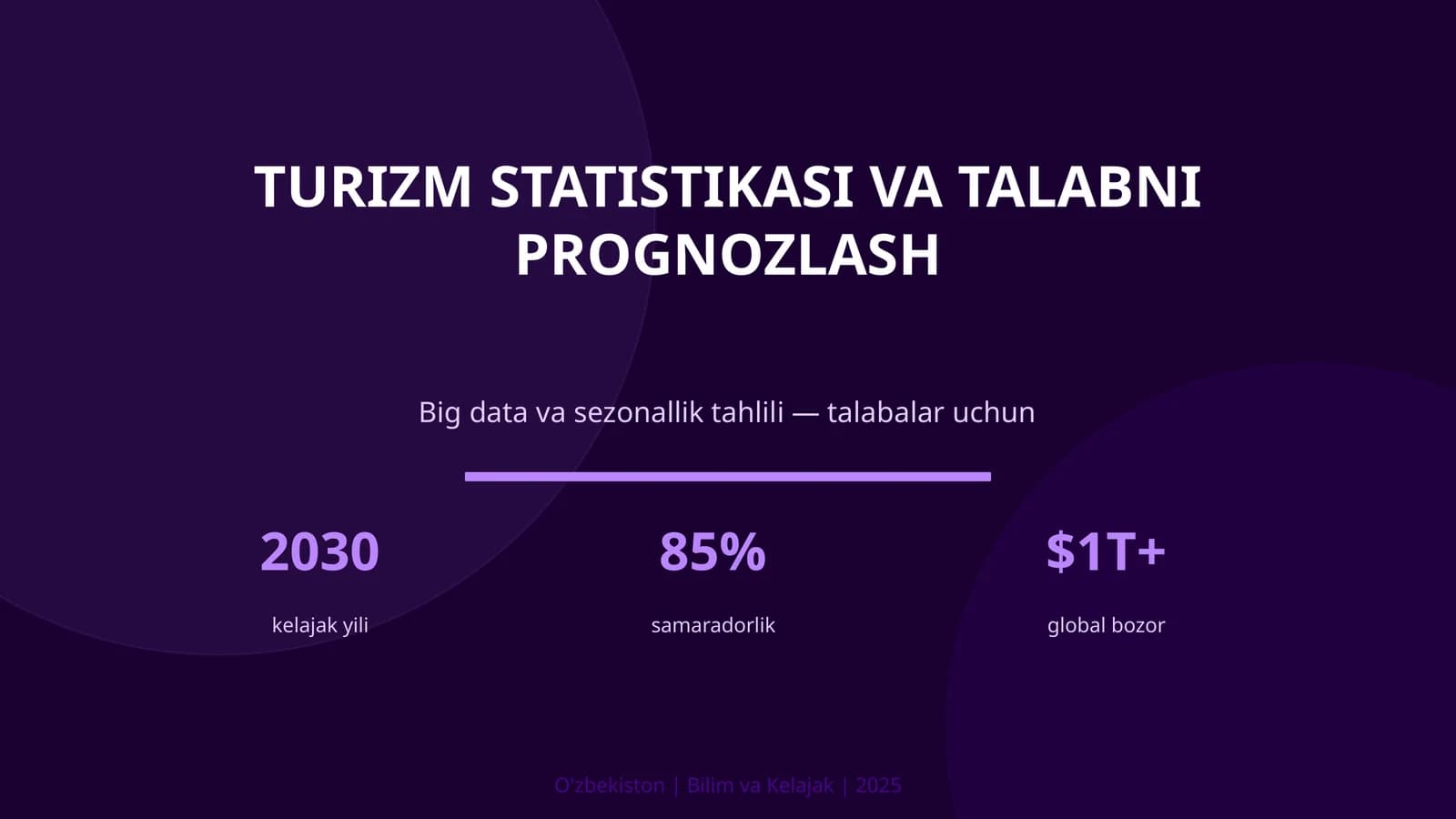 Turizm Statistikasi va Talabni Prognozlash