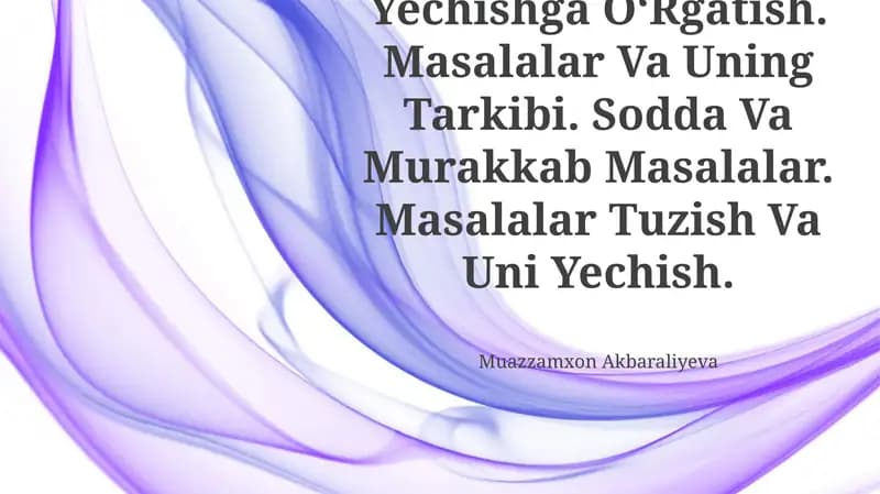 Arifmetik Masalalar Yechishga O'rgatish