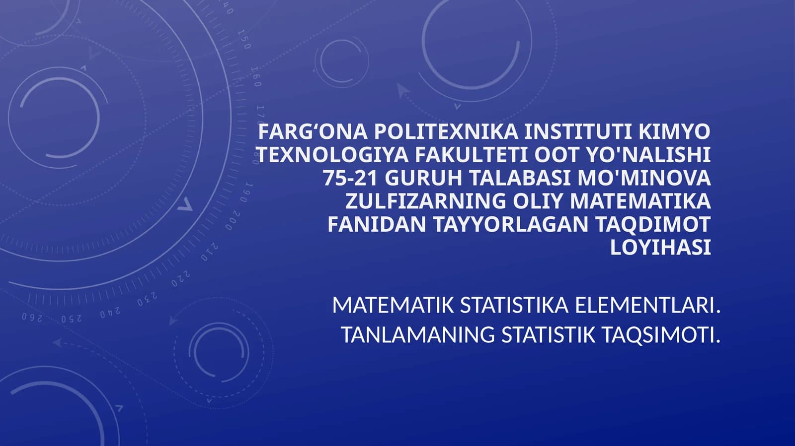 MATEMATIK STATISTIKAELEMENTLARI.TANLAMANINGSTATISTIKTAQSIMOTI