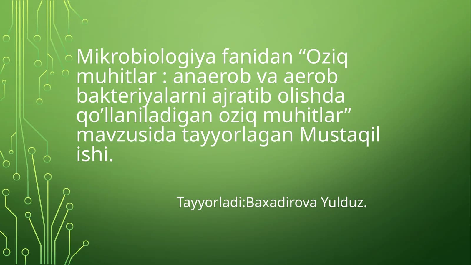 Oziqmuhitlar: anaerob va aerob bakteriyalarni ajratib olish