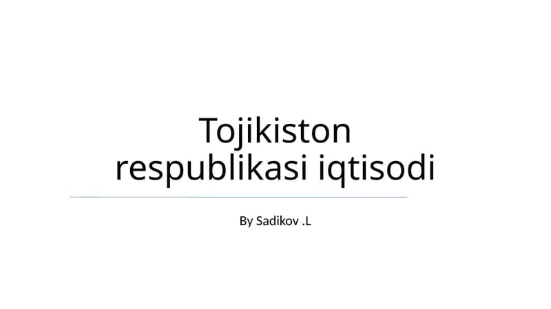 Tojikiston respublikasi iqtisodi