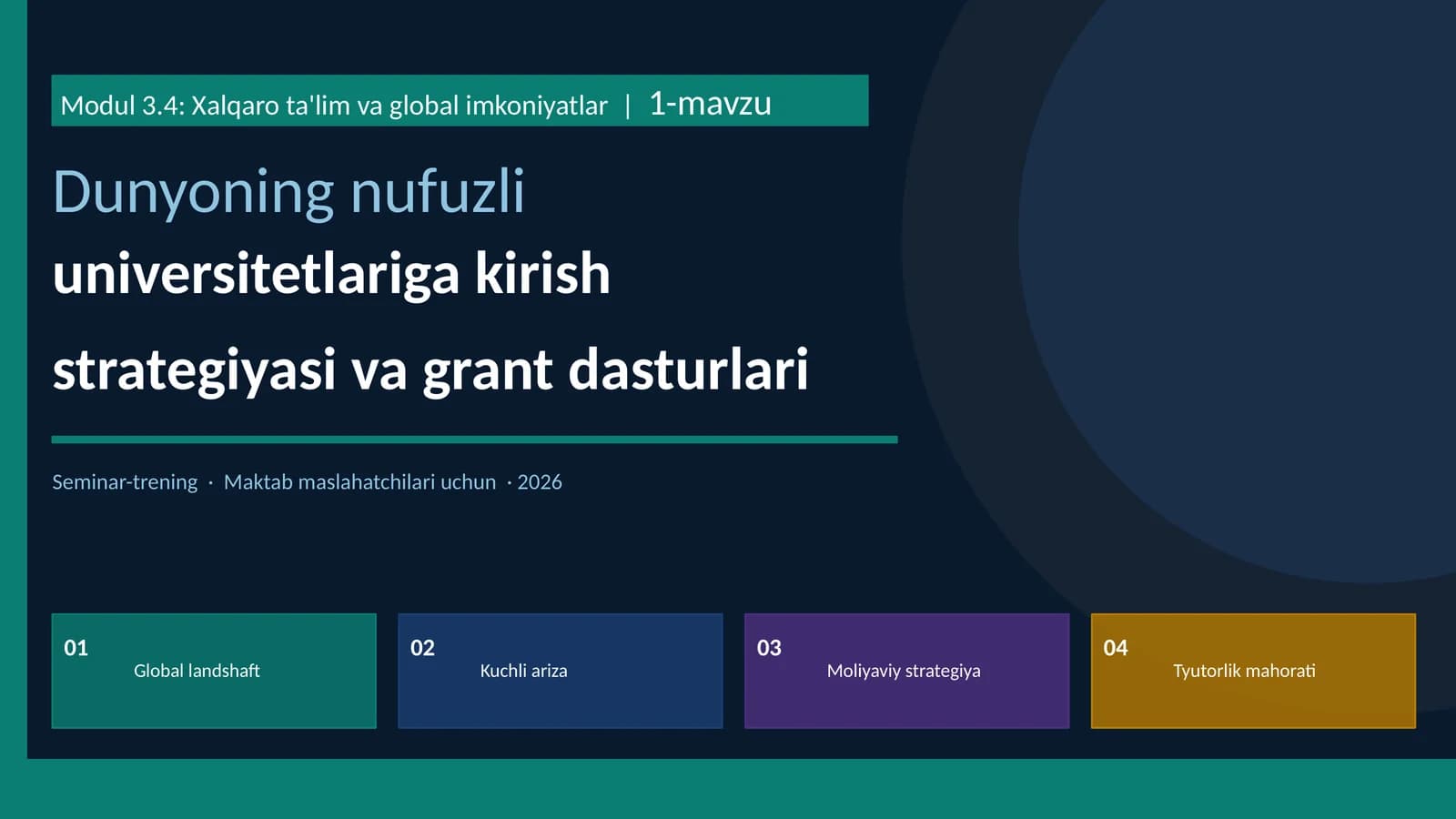 Xalqaro ta'lim va global imkoniyatlar | Dunyoning nufuzli universitetlariga kirish strategiyasi va grant dasturlari