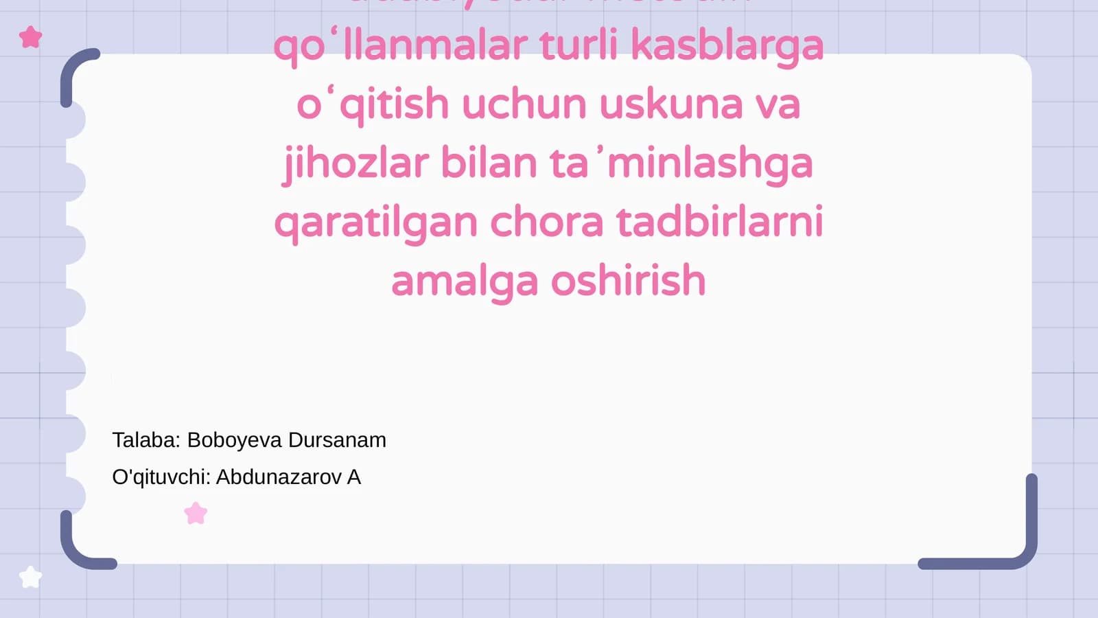 Alohida taʼlim ehtiyojlari boʻlgan bolalar oʻqitiladigan taʼlim muassasalari zarur adabiyotlar metodik qoʻllanmalar
