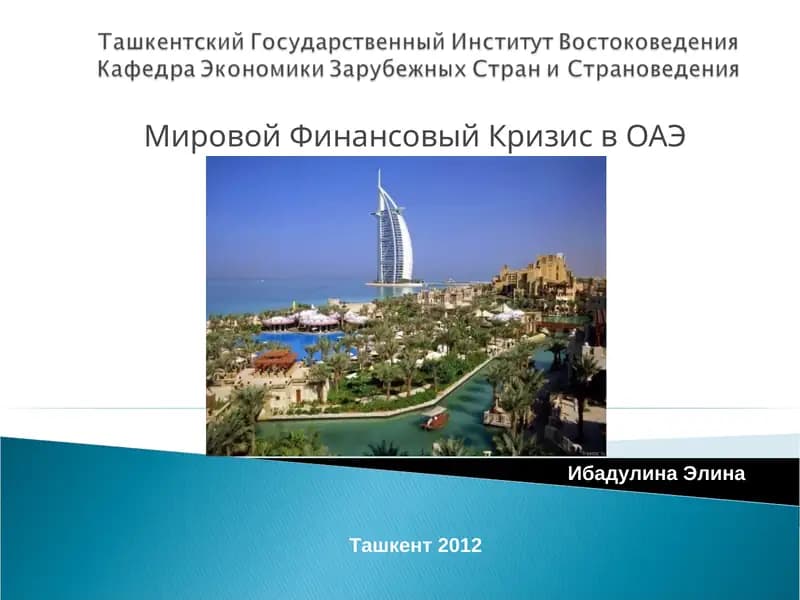 Мировой Финансовый Кризис в ОАЭ