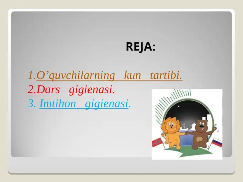 O’quvchilarning kun tartibi