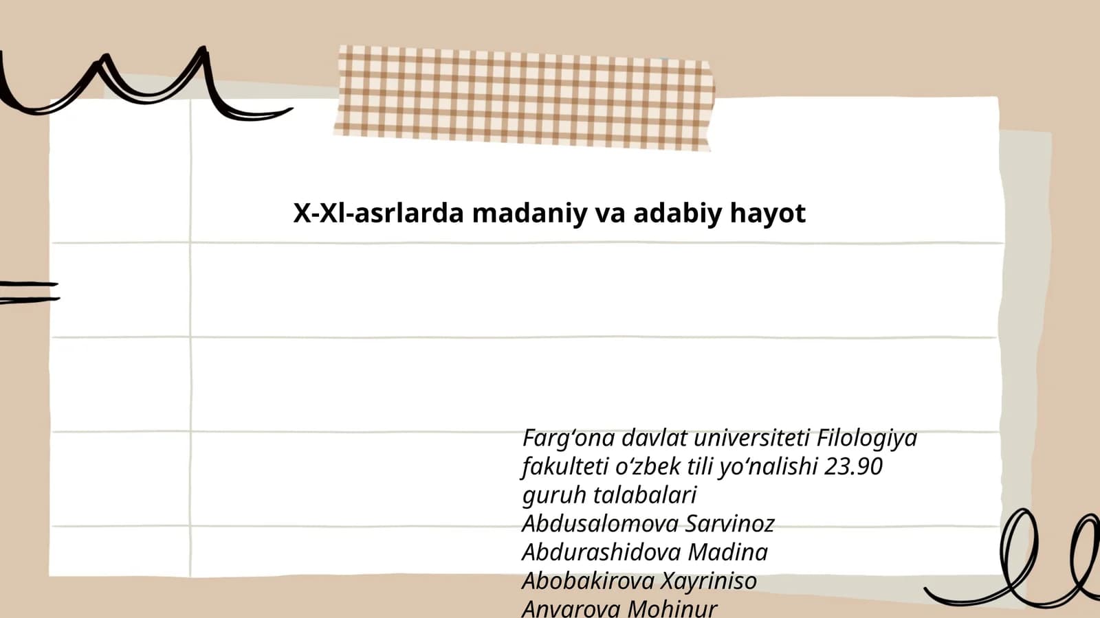 X-Xl-asrlarda madaniy va adabiy hayot
