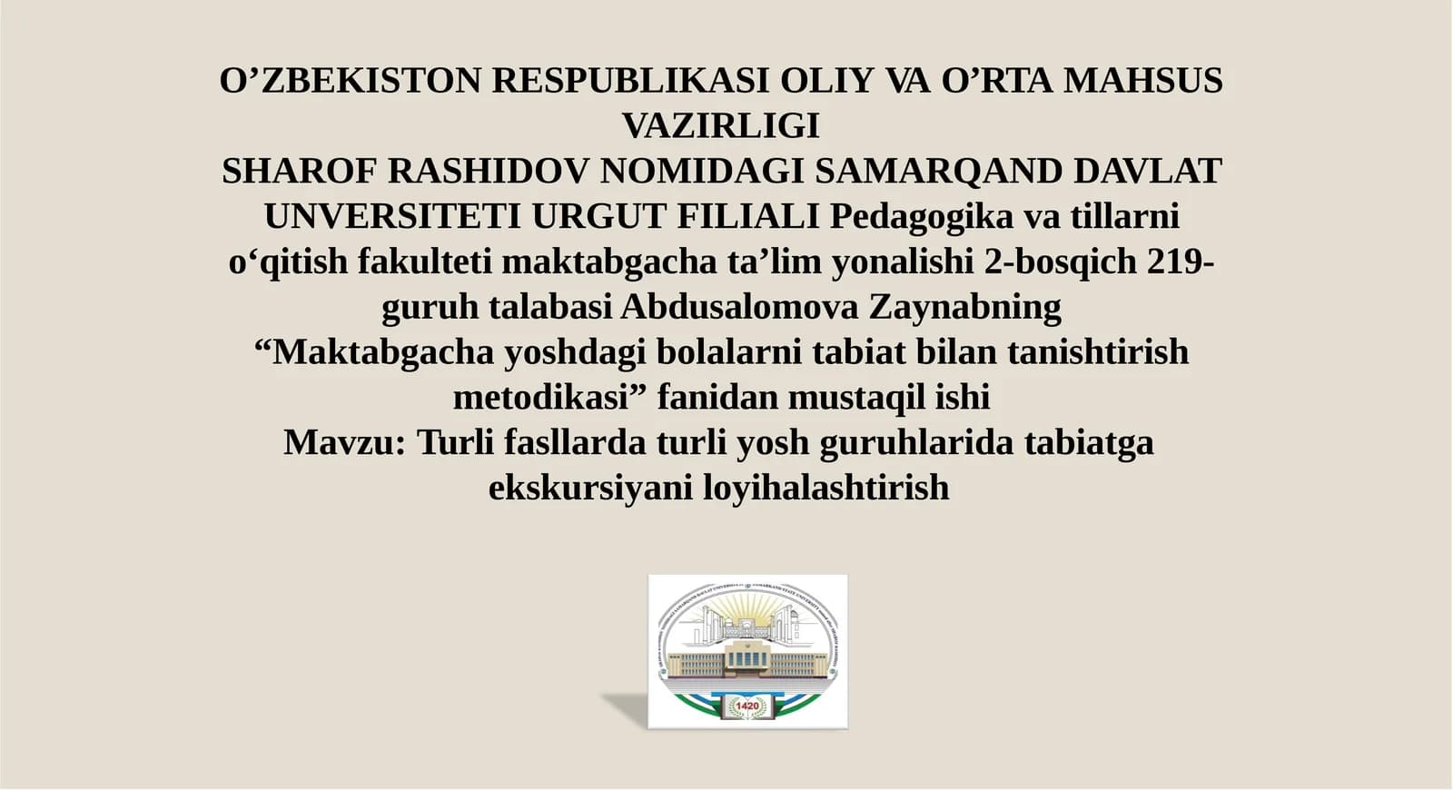 Maktabgachayoshdagibolalarnitabiatbilantanishtirish