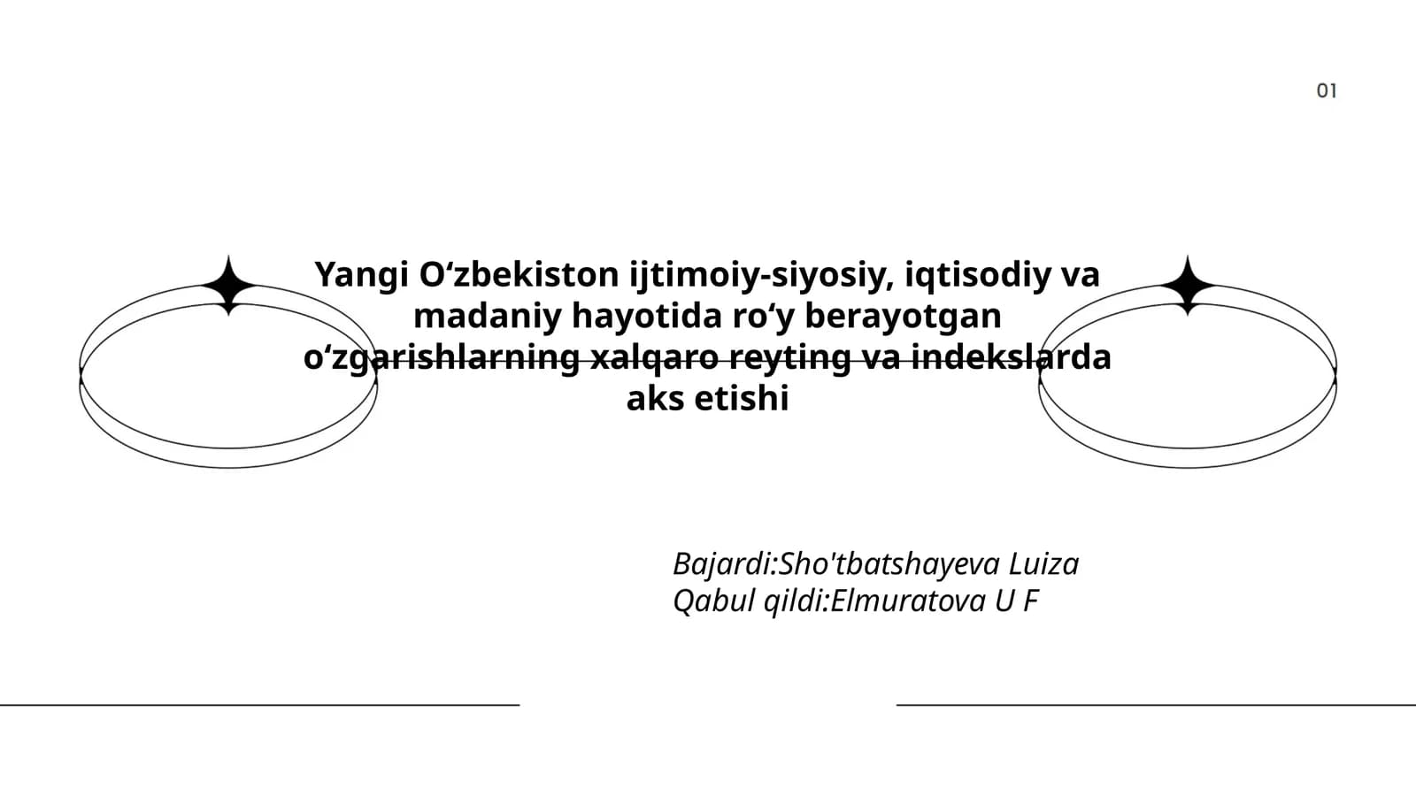 Yangi O‘zbekiston ijtimoiy-siyosiy, iqtisodiy va madaniy hayotida roʻy berayotgan oʻzgarishlarning xalqaro reyting va indekslarda aks etishi