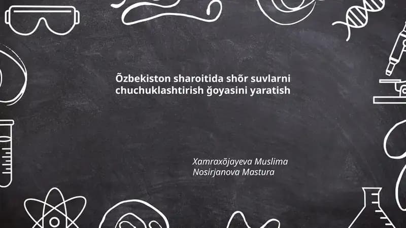 Õzbekiston sharoitida shõr suvlarni chuchuklashtirish ğoyasini yaratish