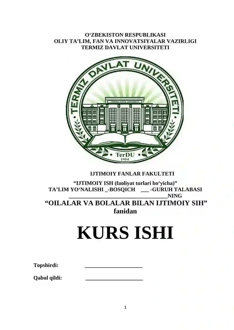 YOSH OILA TUSHUNCHASI, ASOSIY MUAMMOLARI VA ULAR BILA IJTIMOIY ISHNING ASOSIY YO‘NALISHLARI