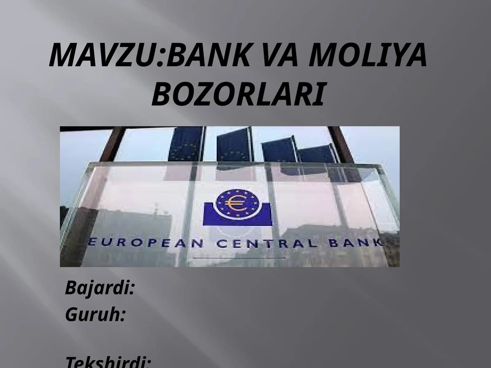 Bank va moliya bozorlari
