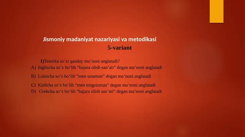 Jismoniymadaniyat nazariyasi va metodikasi