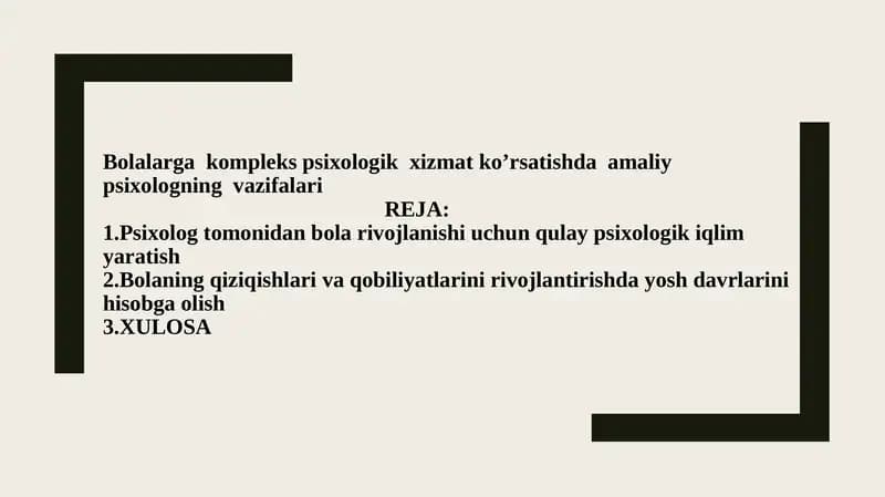 Psixologik xizmat ko’rsatish