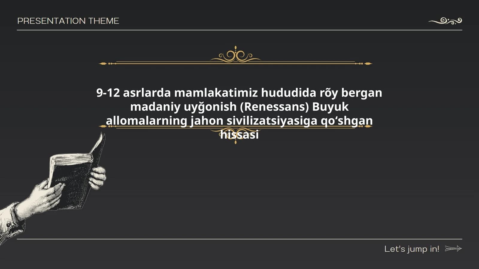 9-12 asrlarda mamlakatimiz hududida rõy bergan madaniy uyğonish (Renessans) Buyuk allomalarning jahon sivilizatsiyasiga qoʻshgan hissasi