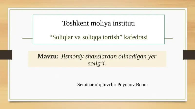 Jismoniy shaxslardan olinadigan er soligi