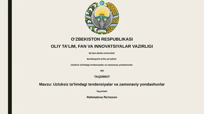 Uzluksiz ta'limdagi tendensiyalar va zamonaviy yondashuvlar
