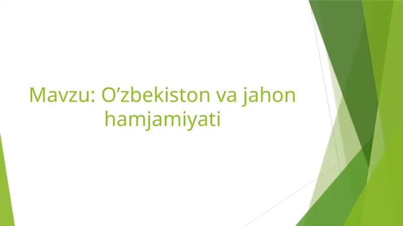 O’zbekiston va jahon hamjamiyati