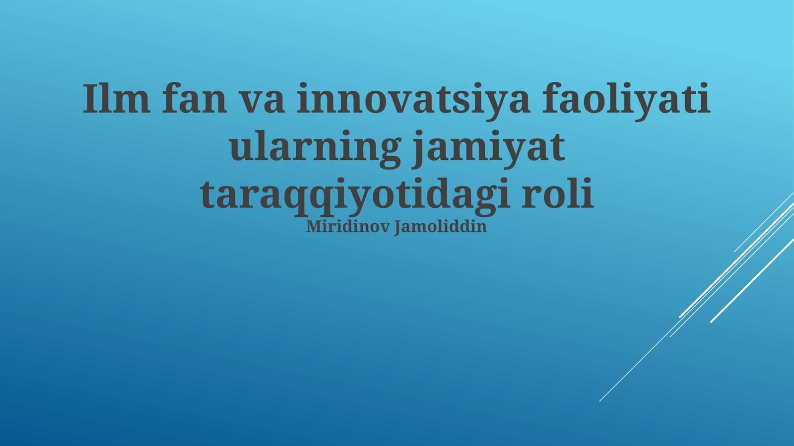 Ekologik muammolarni hal qilishda innovatsiyalar