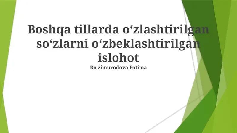 O‘zbek Tillarida O‘zlashtirilgan So‘zlar