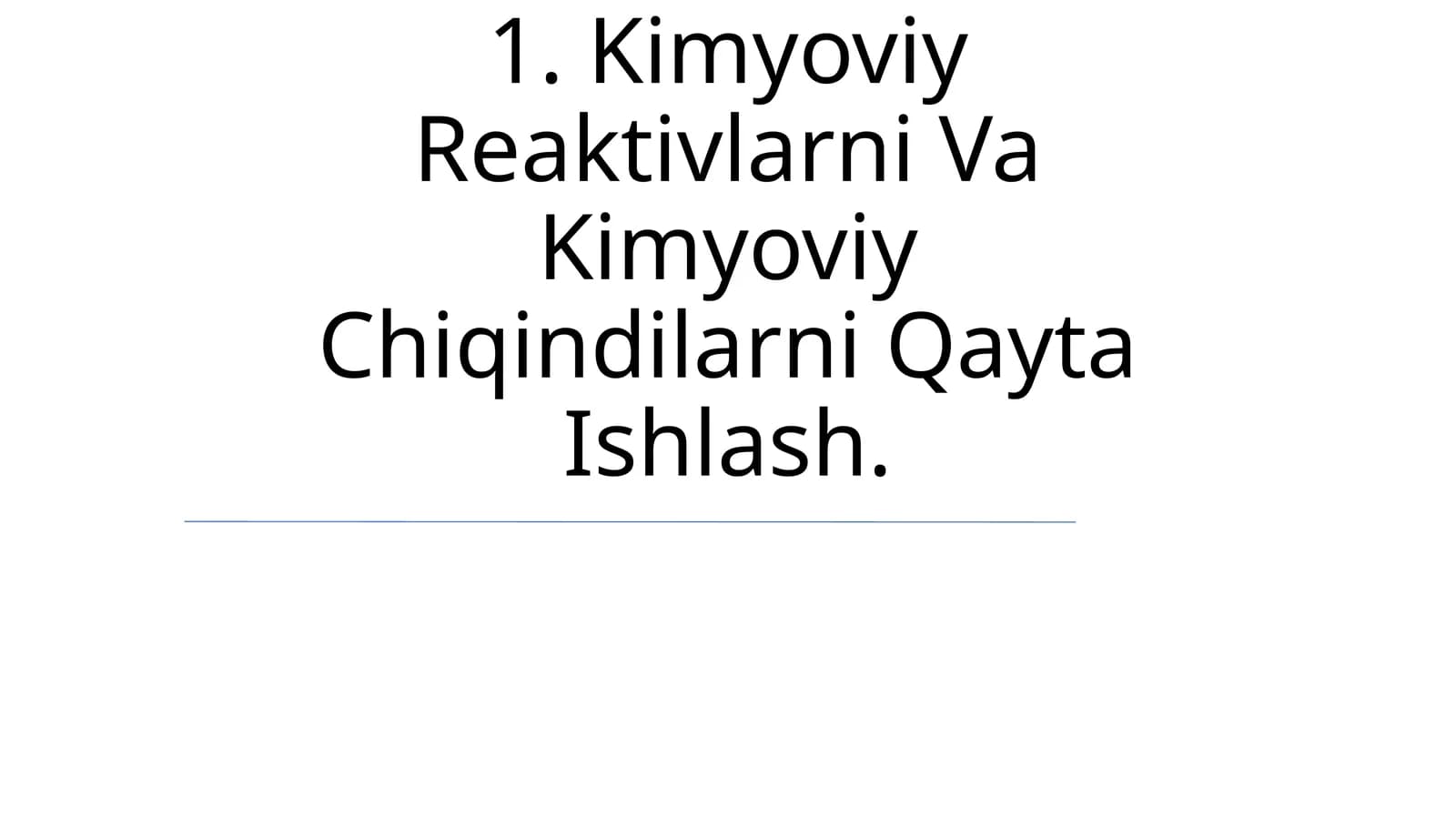 Kimyoviy Reaktivlarni Va Kimyoviy Chiqindilarni Qayta Ishlash