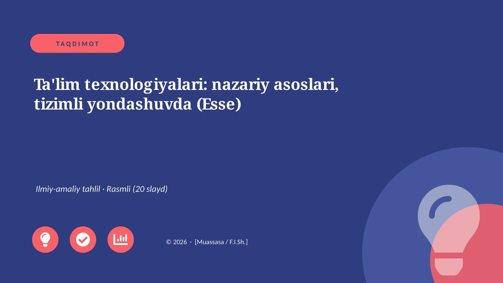 Ta'lim texnologiyalari: nazariy asoslari, tizimli yondashuvda (Esse)