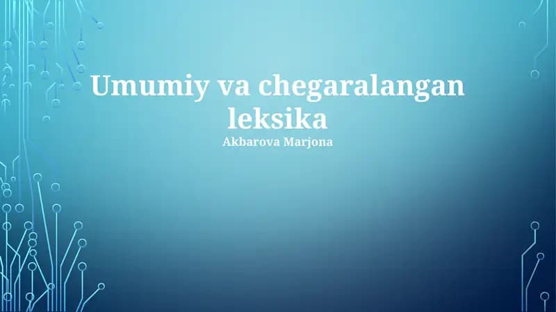 Umumiy va Cheklangan Lug'at