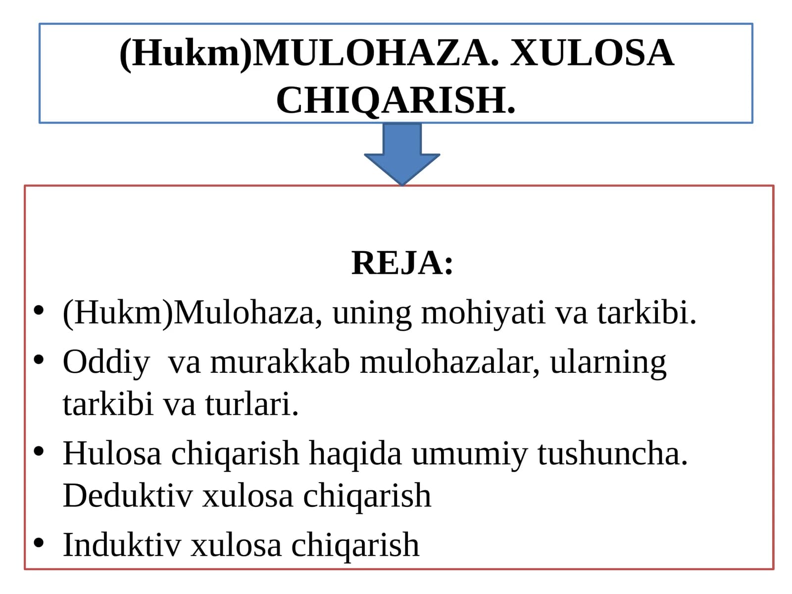 (Hukm)MULOHAZA. XULOSA CHIQARISH