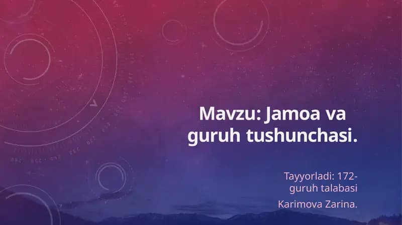 Jamoa va guruh tushunchasi