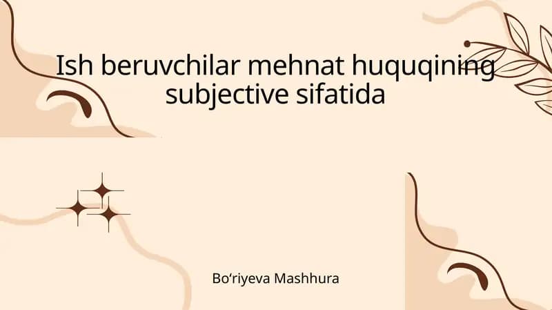Ish beruvchilar mehnat huquqining subjective sifatida