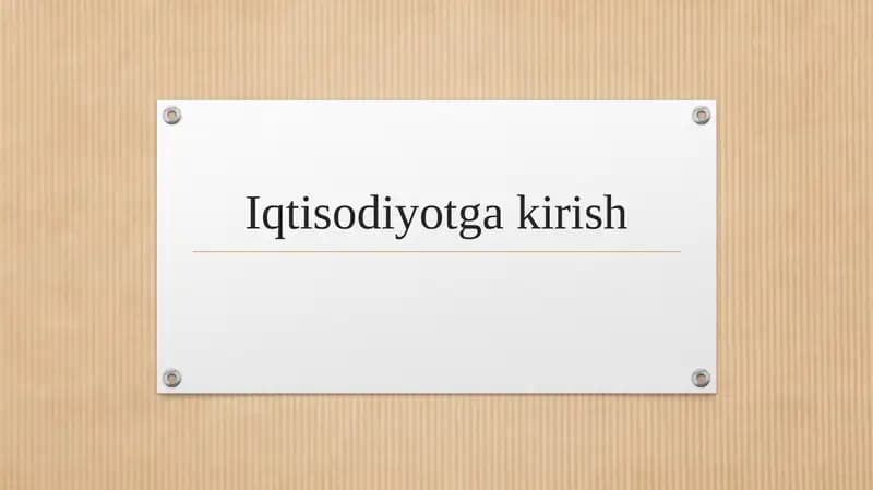 Iqtisodiyotga kirish