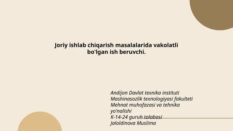 Mehnat muhofazasi va tehnika yo'nalishi