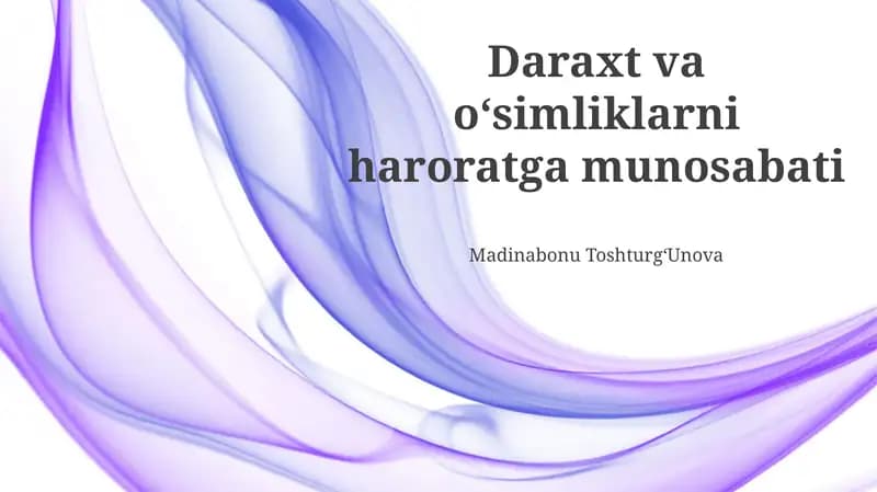 Daraxt va oʻsimliklarni haroratga munosabati