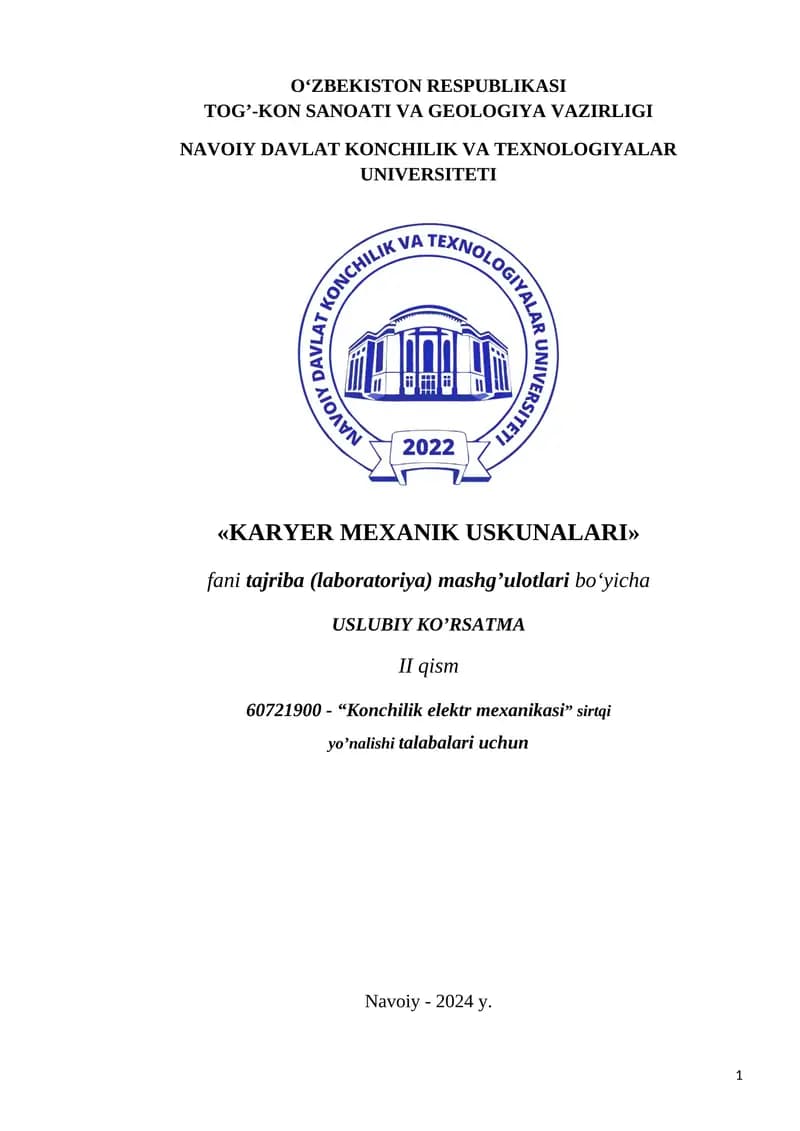 KARYER MEXANIK USKUNALARI