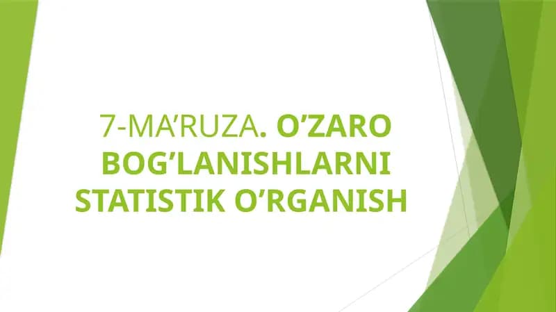 O'zaro bog'lanishlarni statistik o'rganish