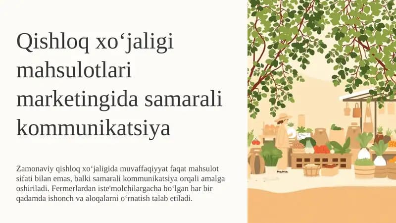 Qishloq xoʻjaligi mahsulotlari marketingida samarali kommunikatsiya