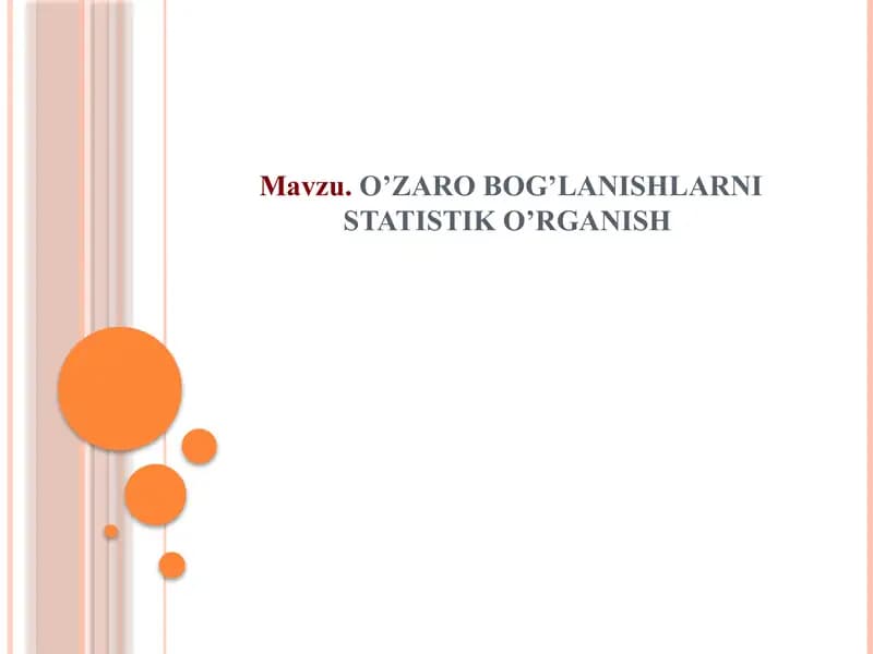 O'zaro bog'lanishlarni statistik o'rganish